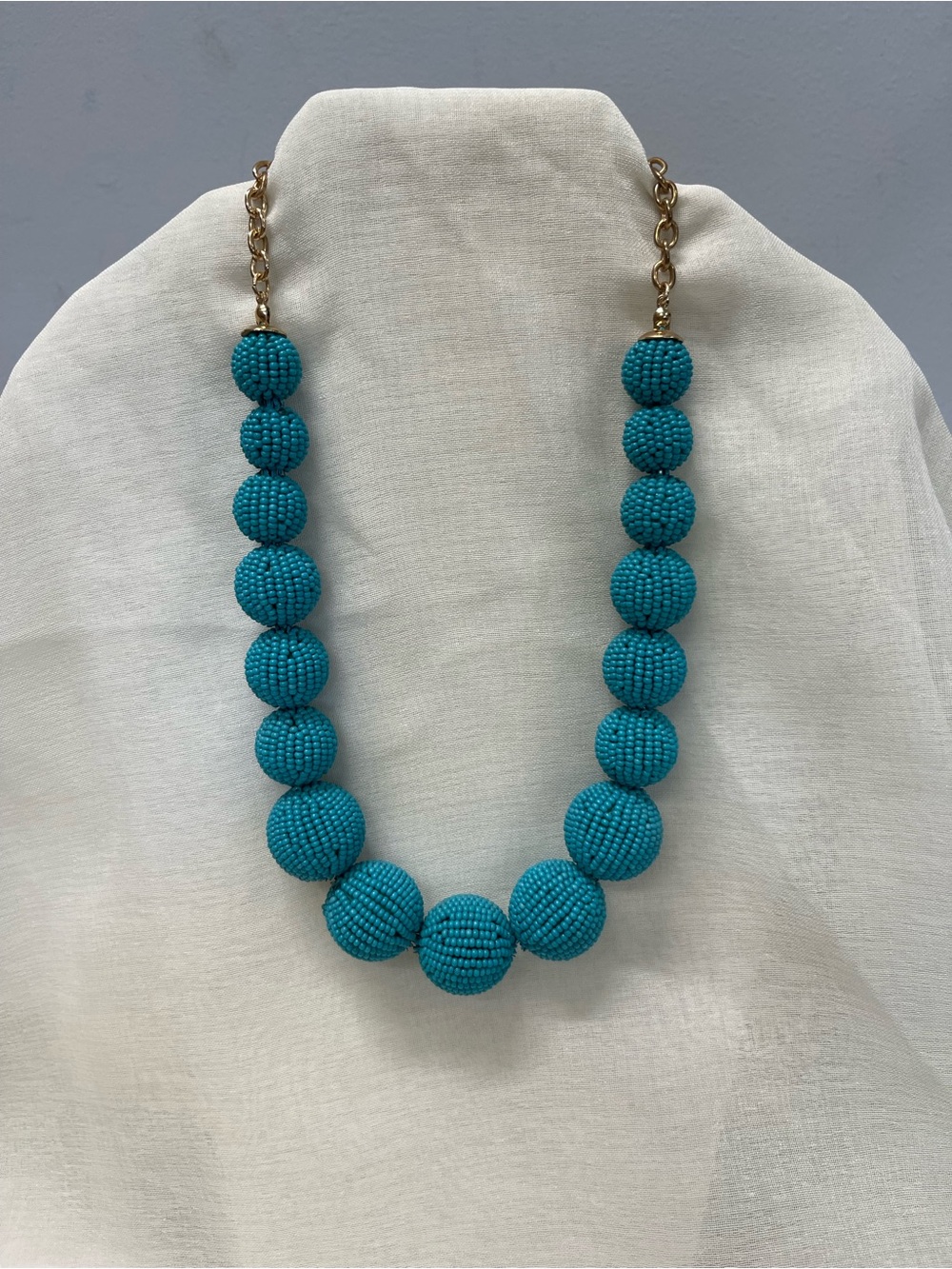 Turquoise-Blue Beaded Statement Necklace - Women Jewelry